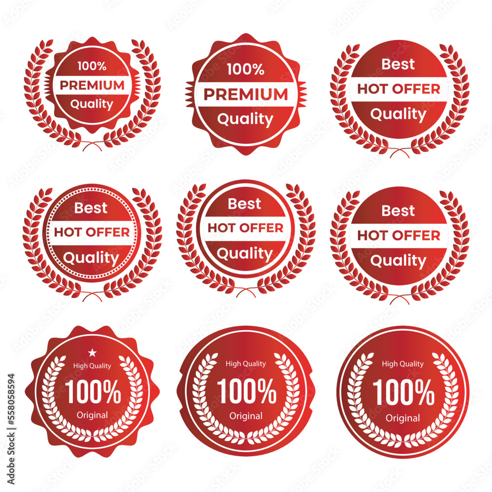 Circle Vintage and Retro Badge Design Red Color.