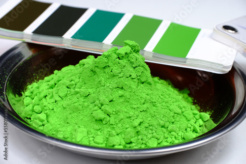 Red, yellow,green, blue powder coatings with color standard. 