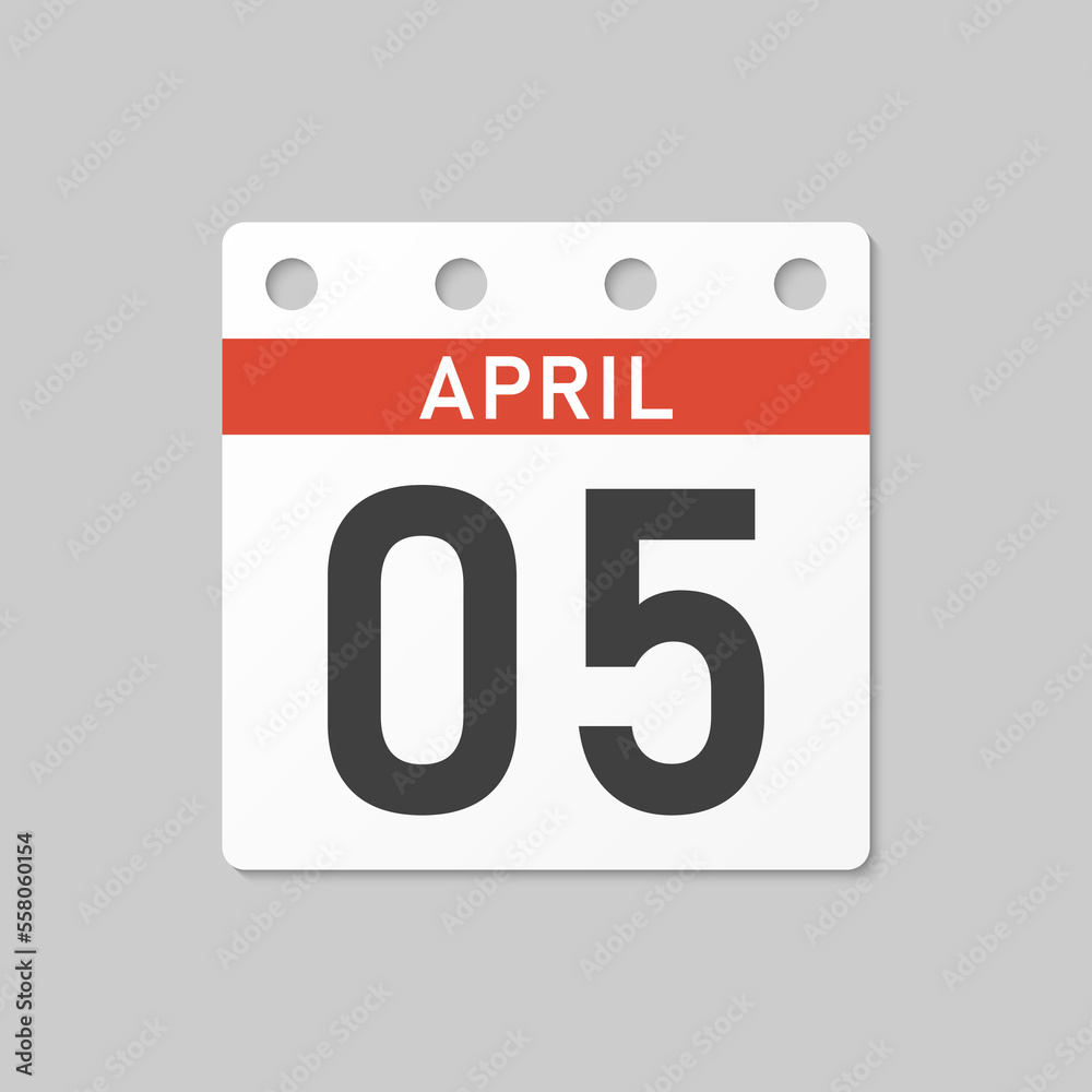 Icon page calendar day - 5 April Icon page calendar day - 5 April