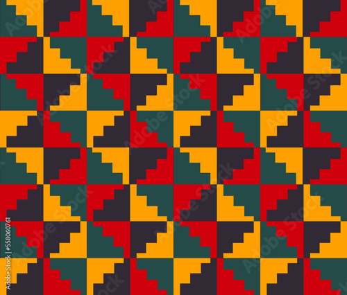 African geometric square triangle colorful pattern. Vector aztec Kilim geometric seamless pattern african colorful style. Abstract geometric pattern use for fabric, textile, home decoration elements.