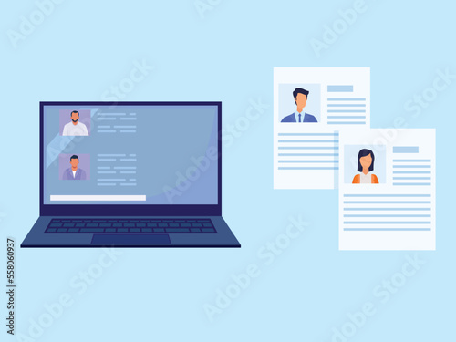 Digital Document and physical document with biodata of employees and the characteristic with the profile of employers and employee. CV and resume of employee with soft copy and hard copy of bio-data.