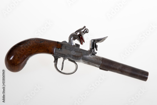 Slika na platnu Firearm from american revolution and antique collectables gun dueling flintlock