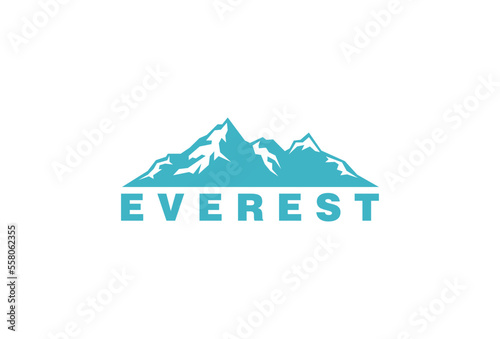 Simple Modern Mountain Landscape Logo Design Vector  Rocky Ice Top Mount Peak Silhouette