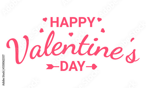 Happy Valentines Day lettering with heart shape Vector illustration isolated on white background
