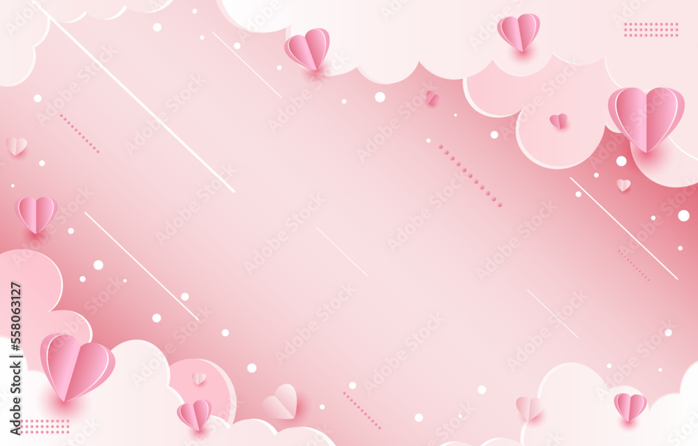 Valentine's pink background with hearts concept