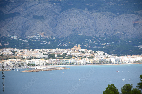 Mediterranean sea in Alicante coast, Spain, between the towns of Albir and Calpe in a sunny day.