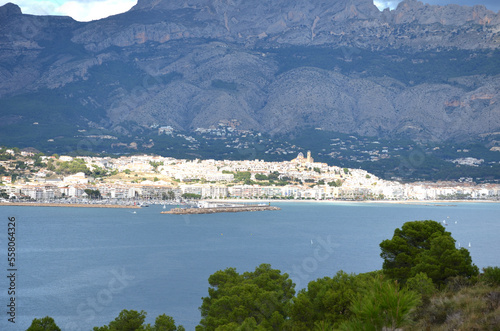 Mediterranean sea in Alicante coast, Spain, between the towns of Albir and Calpe in a sunny day.