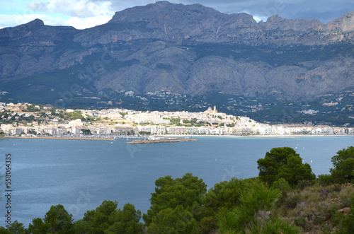 Mediterranean sea in Alicante coast, Spain, between the towns of Albir and Calpe in a sunny day.