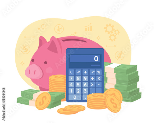 Calculating money flat concept vector illustration. Monthly income and expenses. Editable 2D cartoon elements on white for web design. Personal finance creative idea for website, mobile, presentation