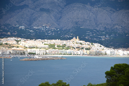 Mediterranean sea in Alicante coast, Spain, between the towns of Albir and Calpe in a sunny day.