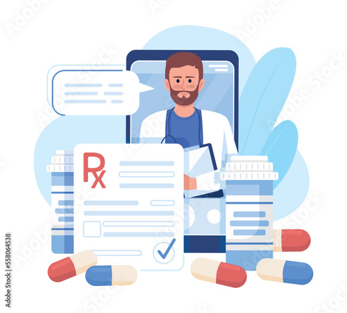 Online appointment with doctor flat concept vector illustration. Internet medicine service. Editable 2D cartoon character on white for web design. Creative idea for website, mobile, presentation