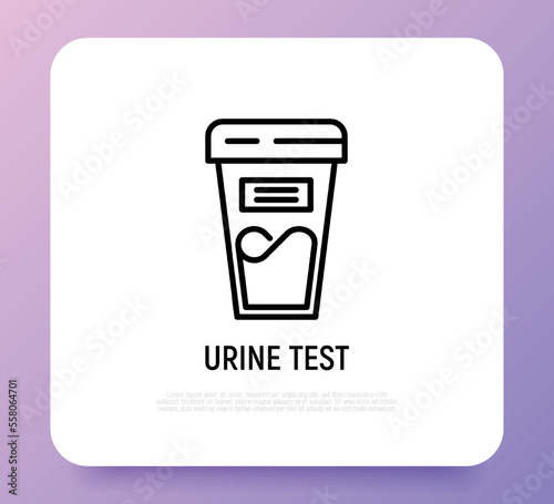 Urine test thin line icon. Medical analysis. Modern vector illustration for laboratory service.