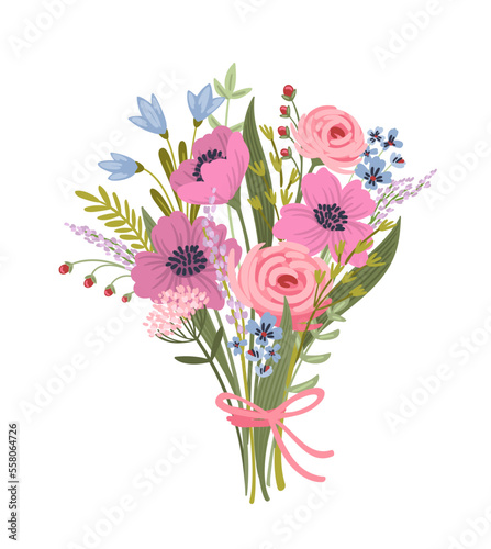 Isolated llustration bouquet of flowers. Vector design concept for holyday and other.