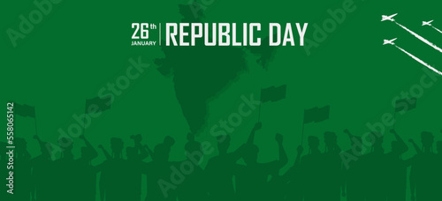 India Republic Day Poster with India Gate Vector Illustration.