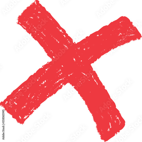 Hand Drawn X Cross Mark Icon Sign Vector Crayon Illustration