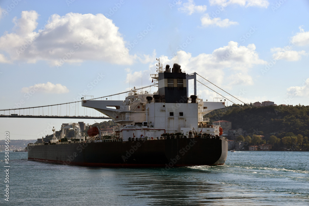 Cargo ship on Bosporus Straight Turkey Istanbul Turkle