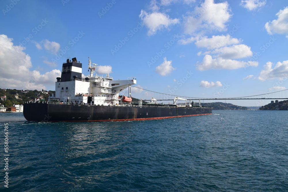 Cargo ship on Bosporus Straight Turkey Istanbul Turkle
