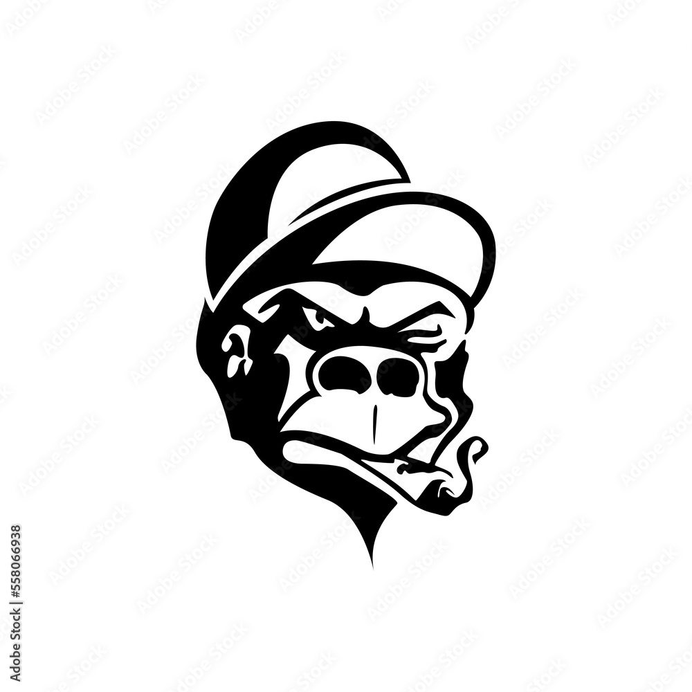 Fototapeta premium Gorilla in the hat is smoking vector illustration