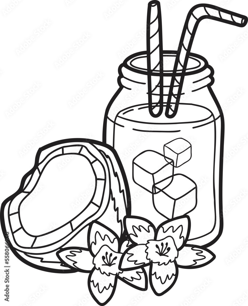 Hand Drawn Coconut water and coconut balls illustration Hand Drawn Coconut water and coconut balls illustration