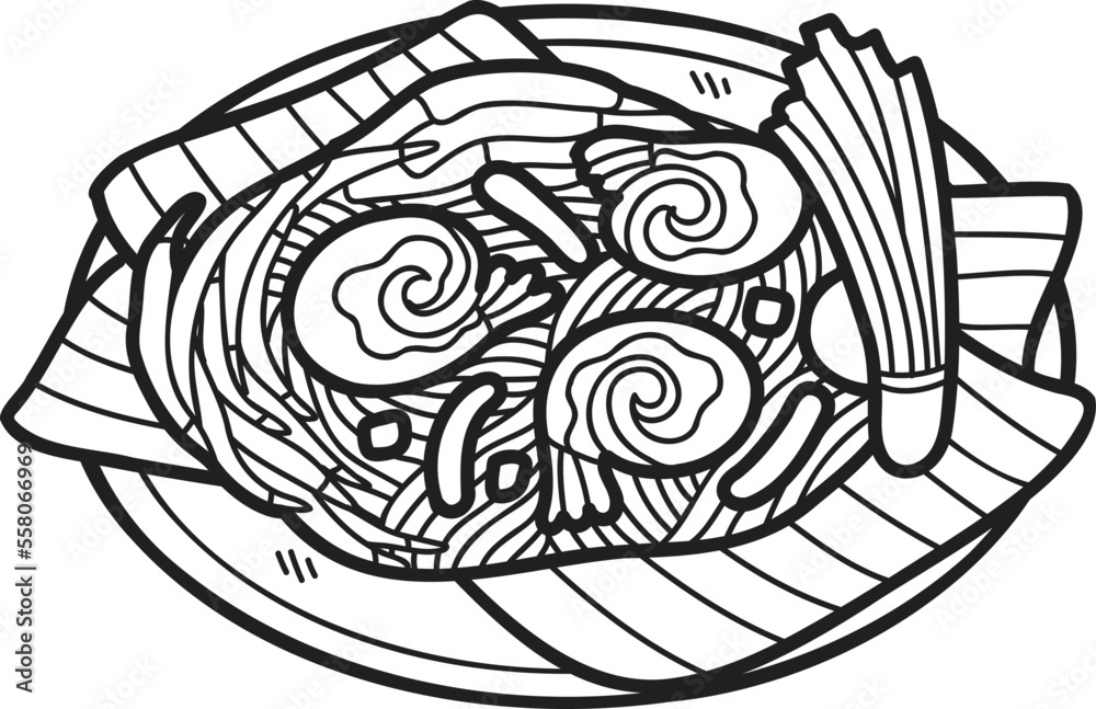 Hand Drawn Pad Thai or Thai food illustration Hand Drawn Pad Thai or Thai food illustration