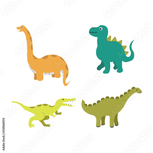 Collection of cute cartoon dinosaurs. Vector illustration © Denu Studios