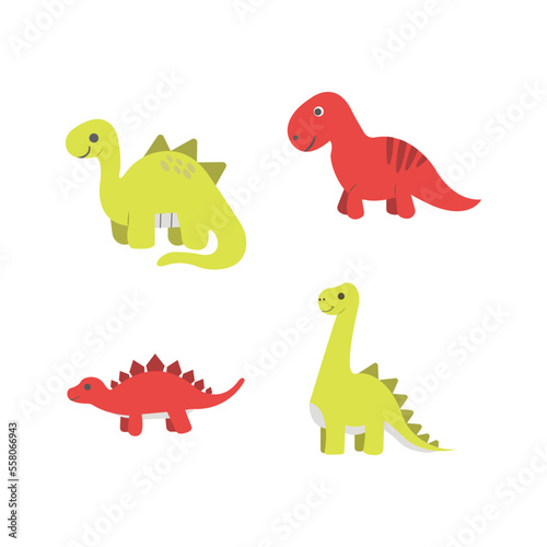 Fototapeta Naklejka Na Ścianę i Meble -  Collection of cute cartoon dinosaurs. Vector illustration