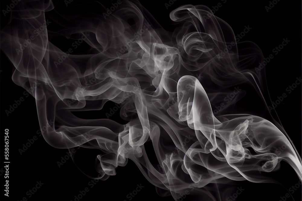 smoke texture on black background. generative ai smoke texture on black background. generative ai