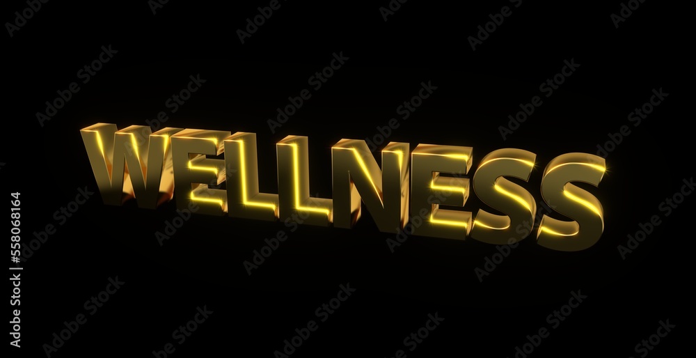 Wellness, Zeichen, Schrift, 3d, gold, schwarz Wellness, Zeichen, Schrift, 3d, gold, schwarz