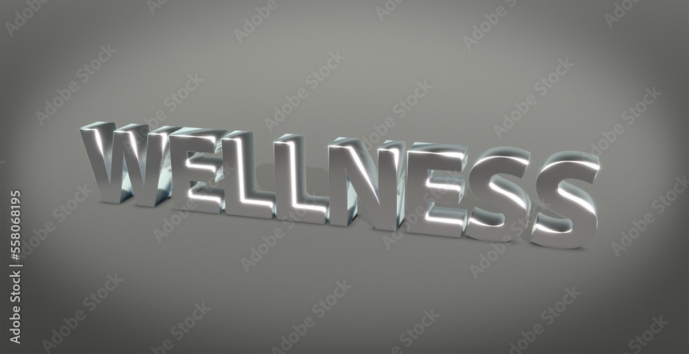 Fototapeta premium Wellness, Zeichen, Schrift, 3d, gold, silber