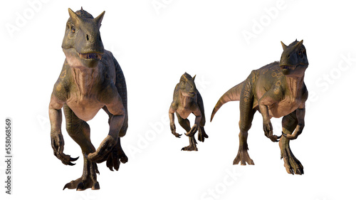 Allosaurus roaring isolated on blank background PNG ultra high resolution © akiratrang