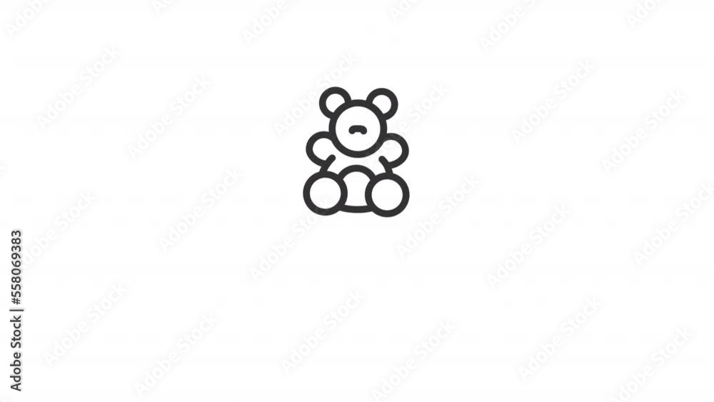 Animated bear plush toy linear icon. Stuffed animal for kids. Christmas gift. Holiday assistance. Seamless loop HD video with alpha channel on transparent background. Outline motion graphic animation Animated bear plush toy linear icon. Stuffed animal for kids. Christmas gift. Holiday assistance. Seamless loop HD video with alpha channel on transparent background. Outline motion graphic animation