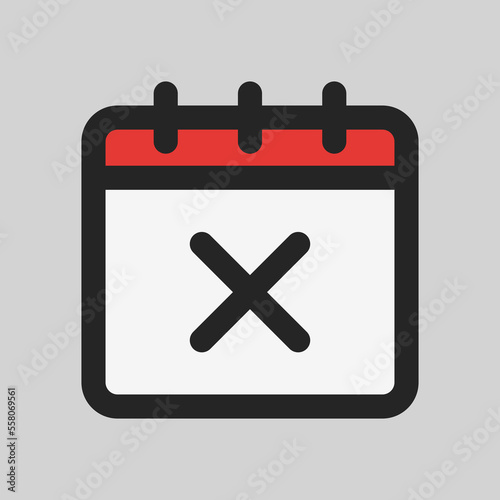 Cancel schedule icon in filled line style, use for website mobile app presentation