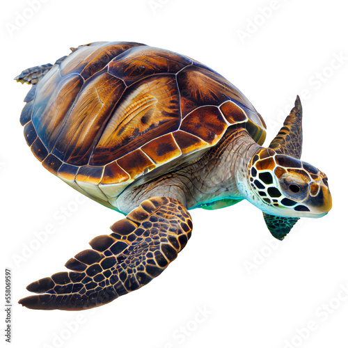 turtle isolated on white background. sea ​​turtle on white background with clipping path