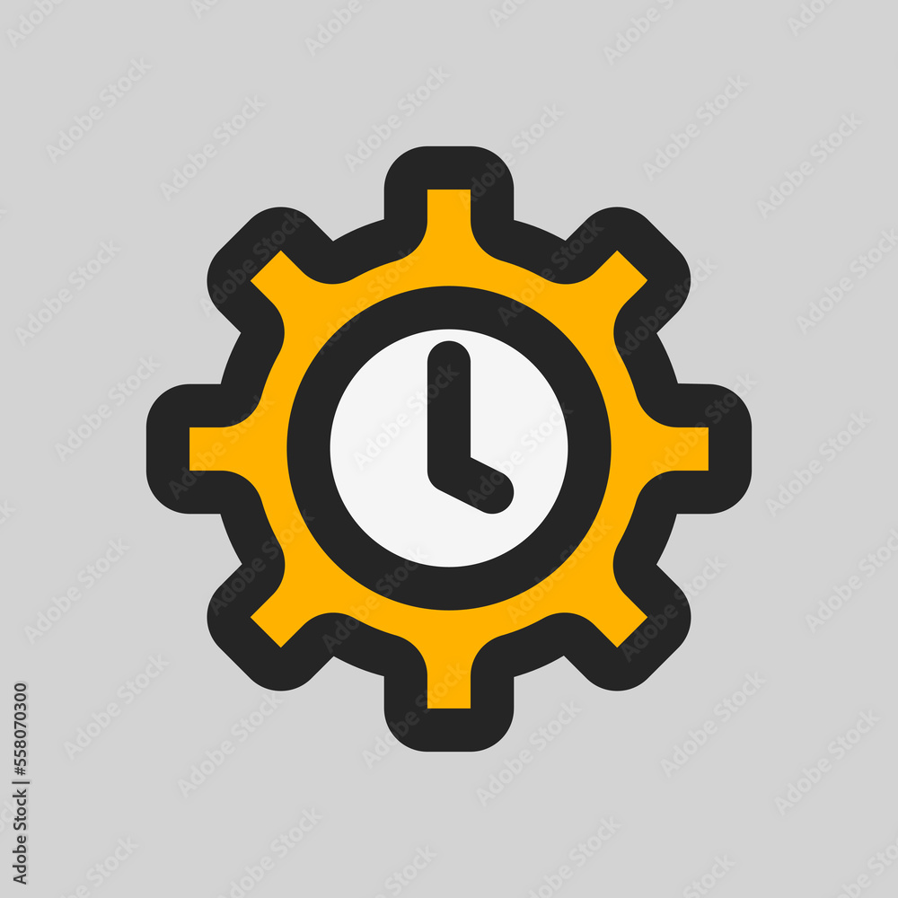 Settings time icon in filled line style, use for website mobile app presentation Settings time icon in filled line style, use for website mobile app presentation