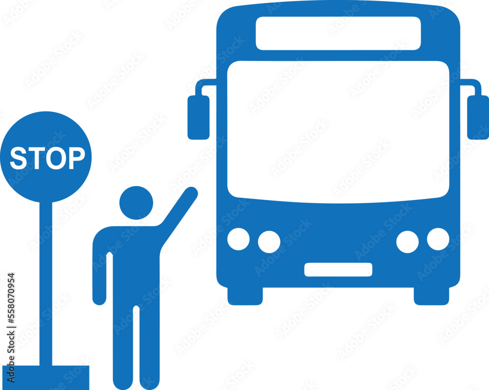 Bus stop icon, transportation icon blue vector Bus stop icon, transportation icon blue vector