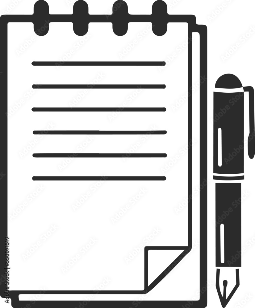 paper pen icon, stationary icon black vector paper pen icon, stationary icon black vector