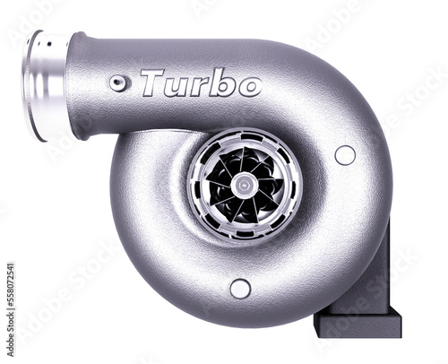 Turbocharger separate on white background 3D rendering