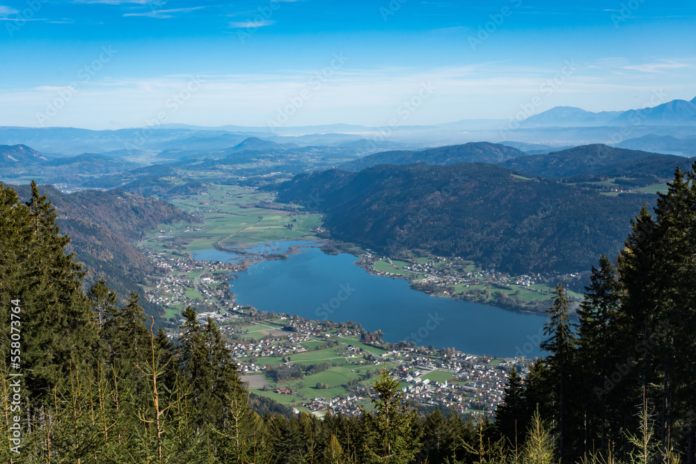 Ossiacher See in Kärnten. Scenic summertime panorama of Lake Ossiach.