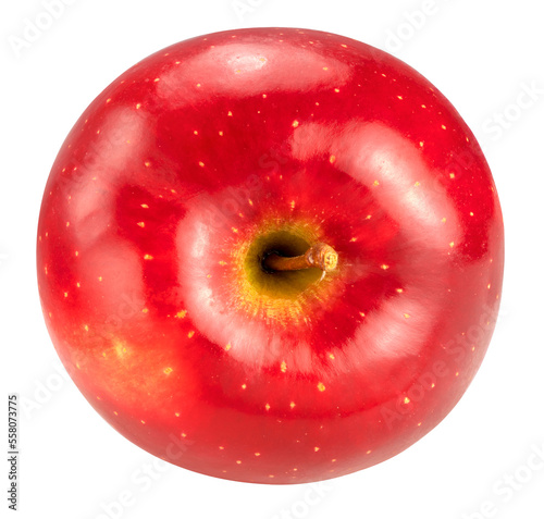 Fotografija Red Apple with leaf isolated on white background, Fresh Red apple on white PNG File