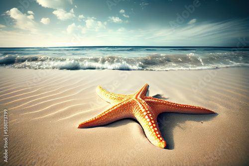 Starfish on the Beach with copy space