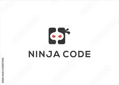 ninja code logo design vector illustration template