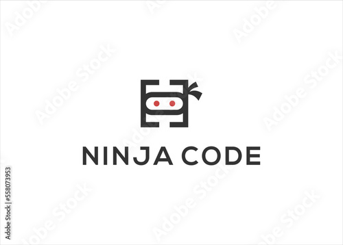 ninja code logo design vector illustration template