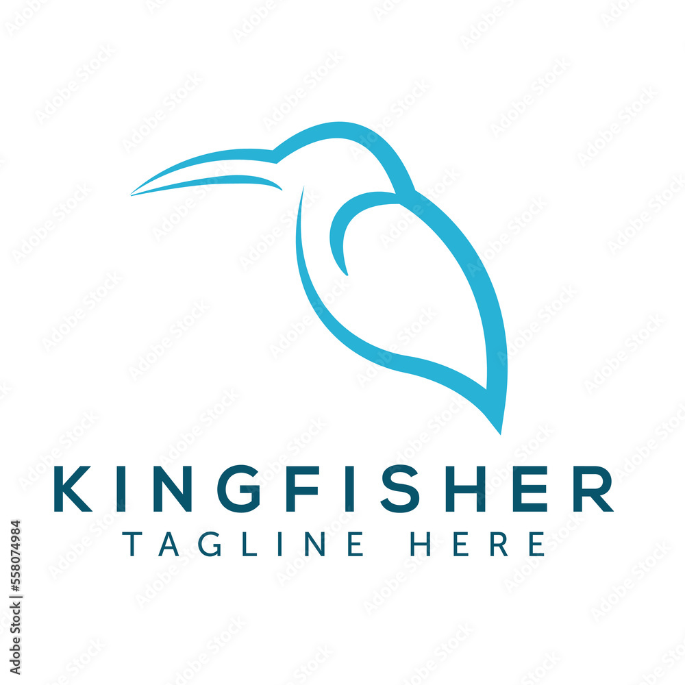 Kingfisher logo with line art. vector illustration. Kingfisher logo with line art. vector illustration.