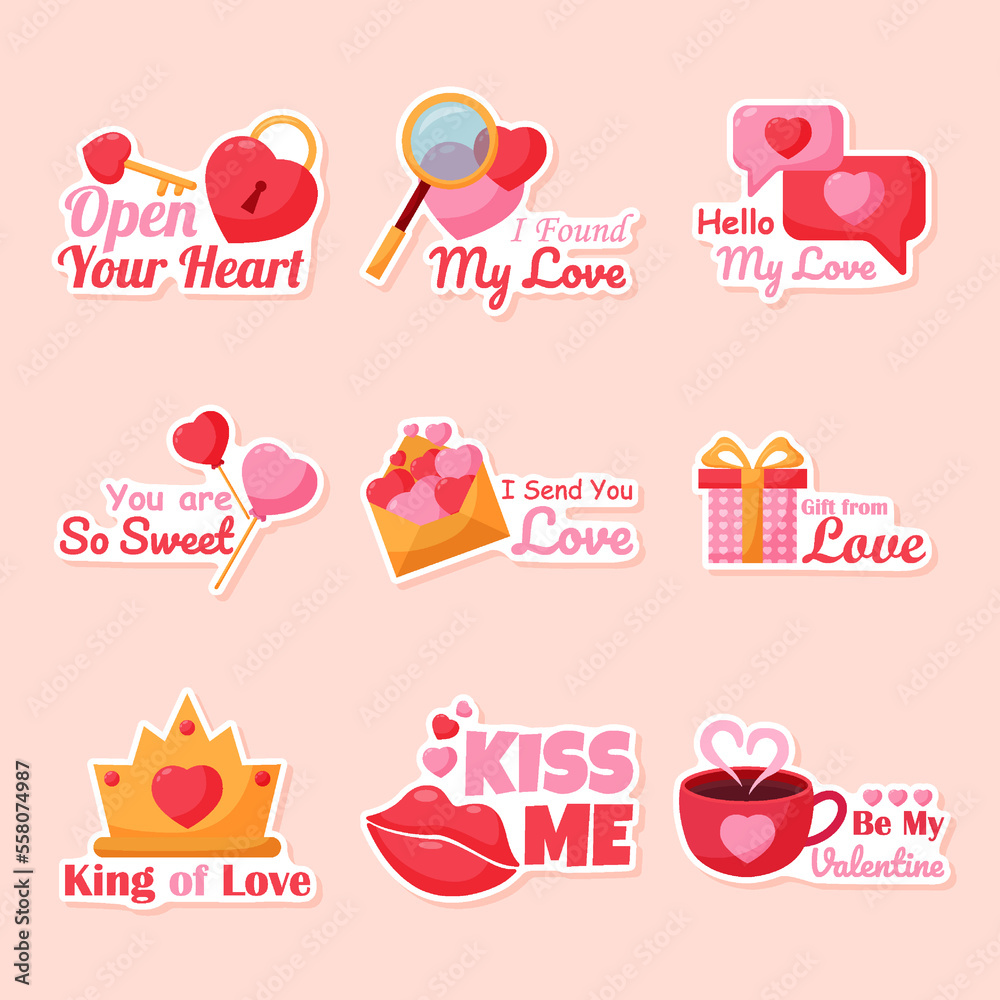 Set of Valentine Sticker Set of Valentine Sticker