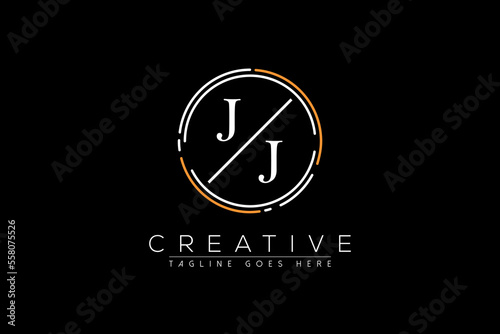 letter jj elegant and luxury Initial with circle frame minimal monogram logo design vector template photo