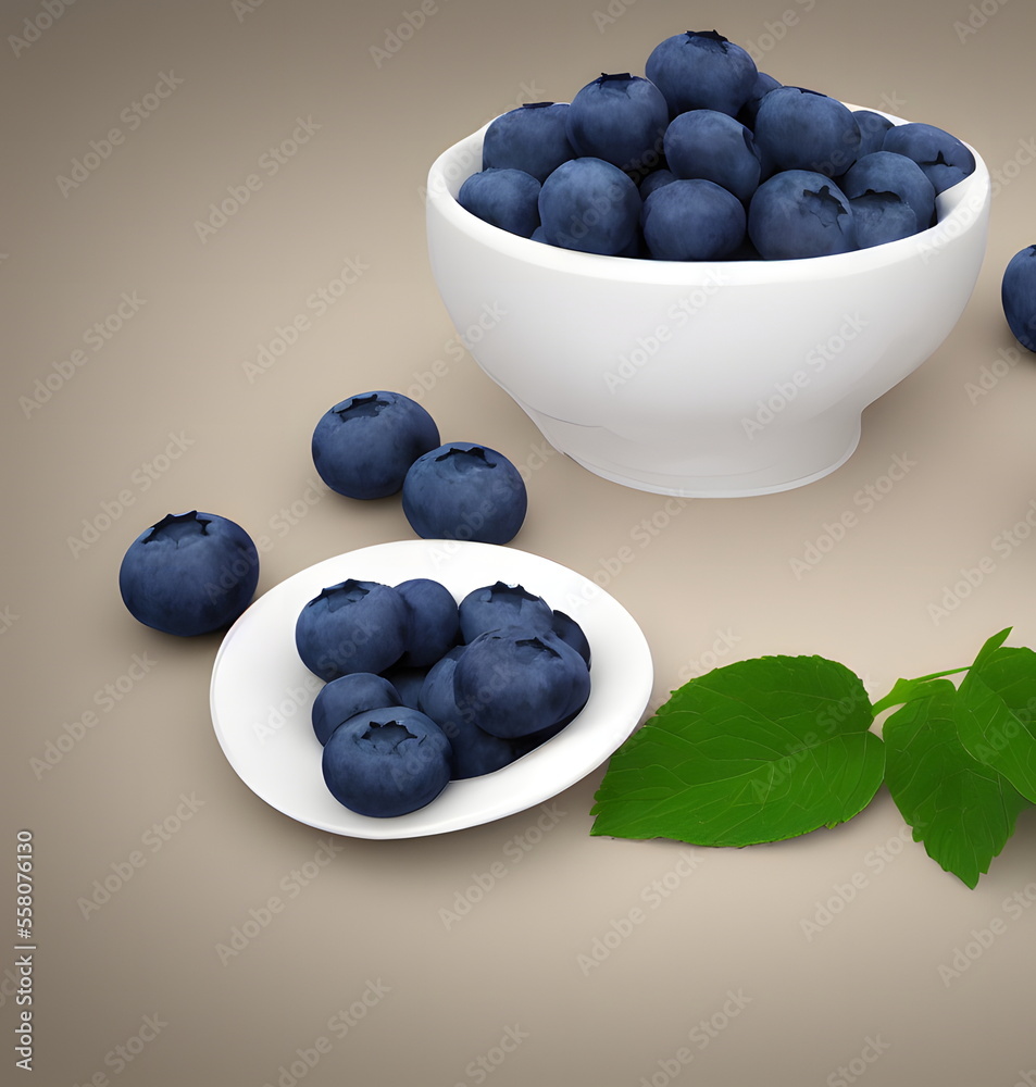 3d rendering illustration of blueberries, generative ai 3d rendering illustration of blueberries, generative ai
