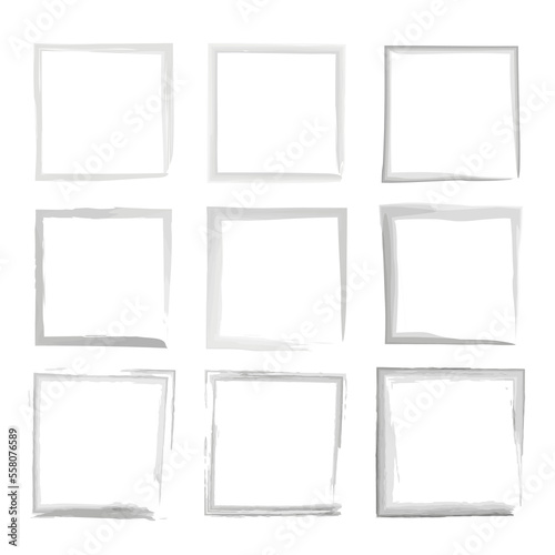 brush squares. Ink paint brush stain square. Grunge texture. Vector illustration. stock image.