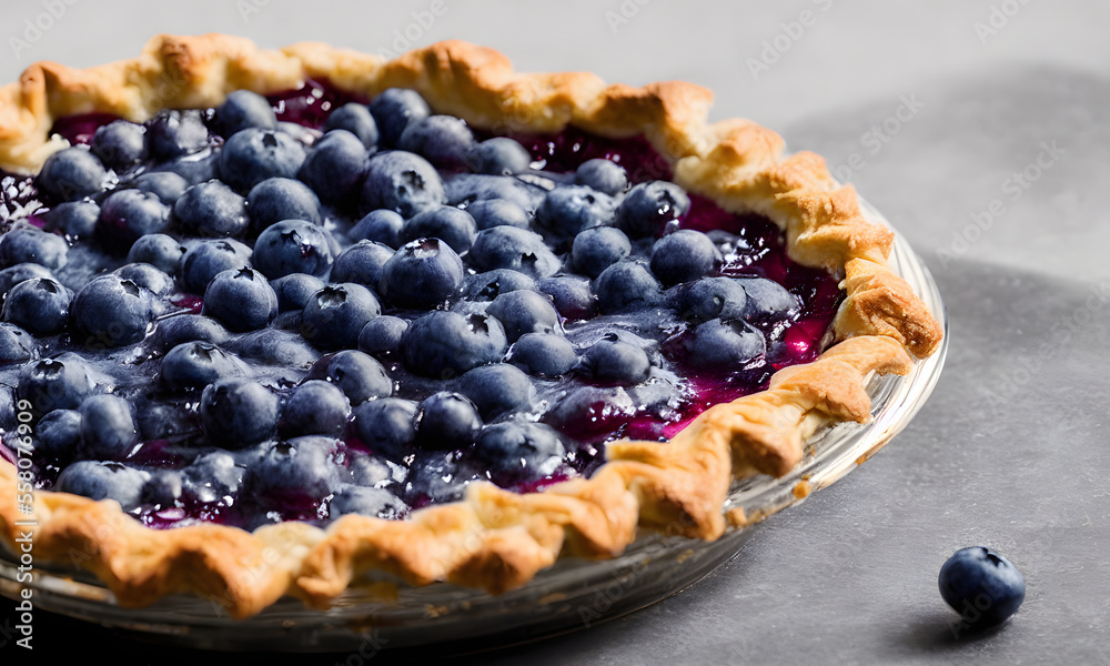 Illustration of blueberry pie, generative ai Illustration of blueberry pie, generative ai