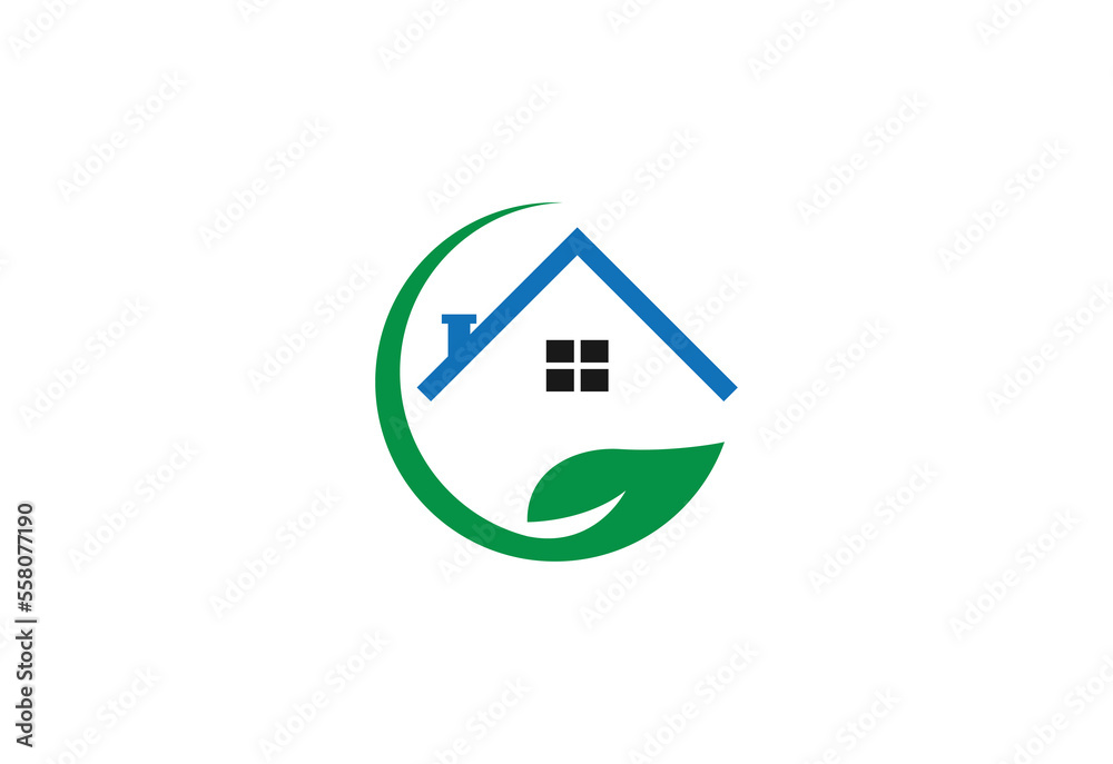 Green leaves eco home, vector logo design template. Green leaves eco home, vector logo design template.
