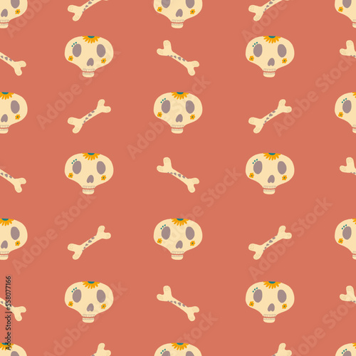 Seamless pattern Day of the dead Mexican holiday